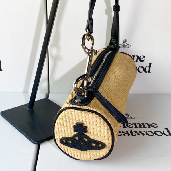 Vivienne Westwood-Straw Saturn Barrel Underarm Bag
