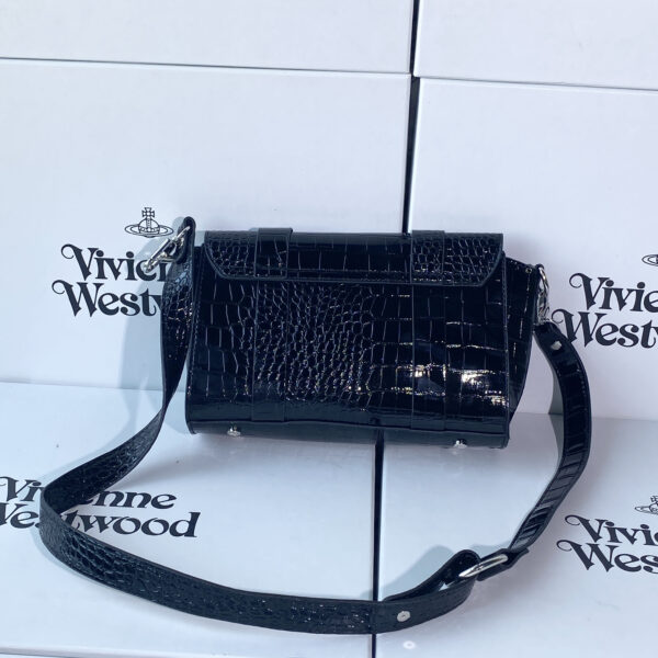 Vivienne Westwood Black Croc Patent Leather Crossbody Bag