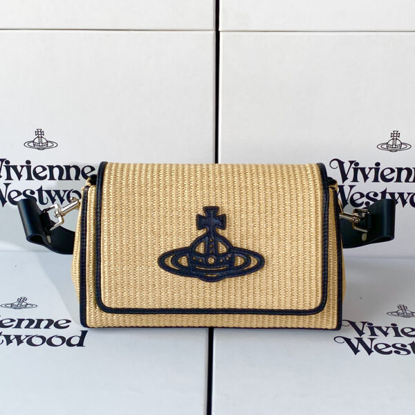 Vivienne Westwood Straw Weave Orb Crossbody Bag