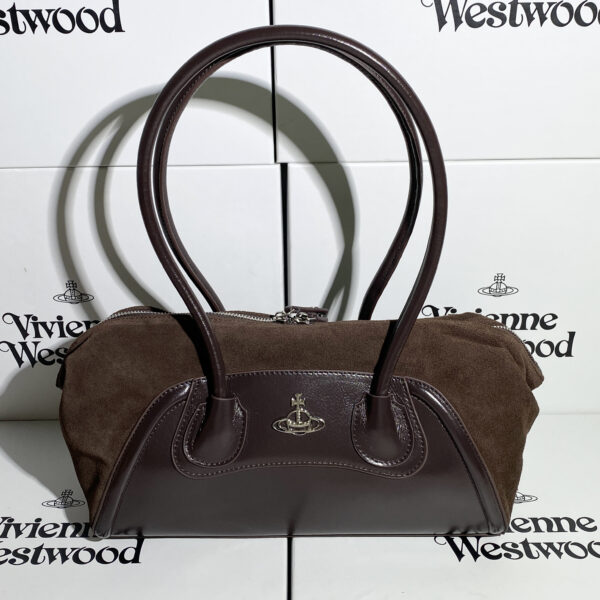 Vivienne Westwood Brown Suede Sausage Dog Orb Handbag