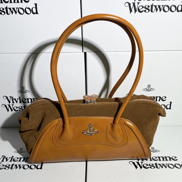 Vivienne Westwood Brown Suede Sausage Dog Orb Handbag
