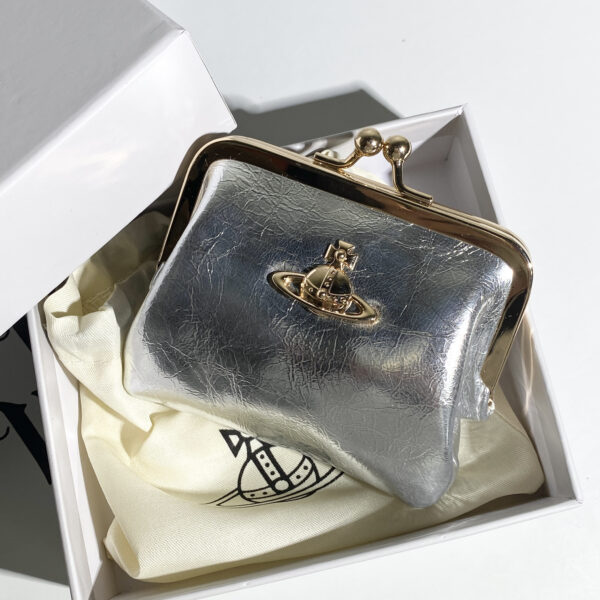Vivienne Westwood Silver Metallic Orb Frame Coin Purse