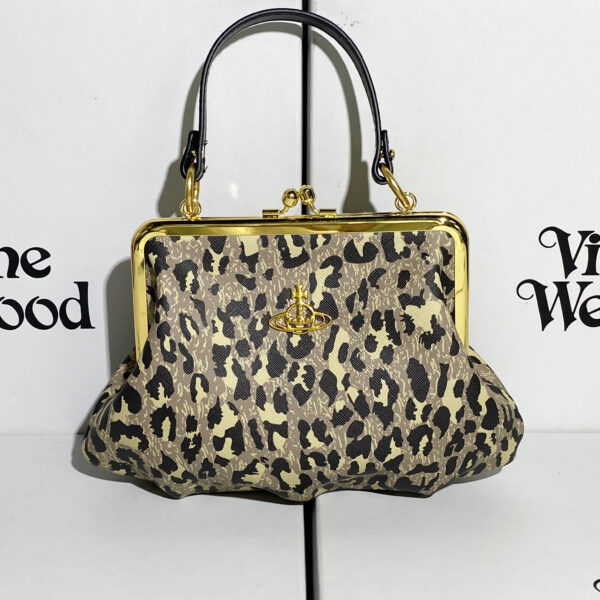 Vivienne Westwood Leopard Print Orb Frame Top-Handle Bag