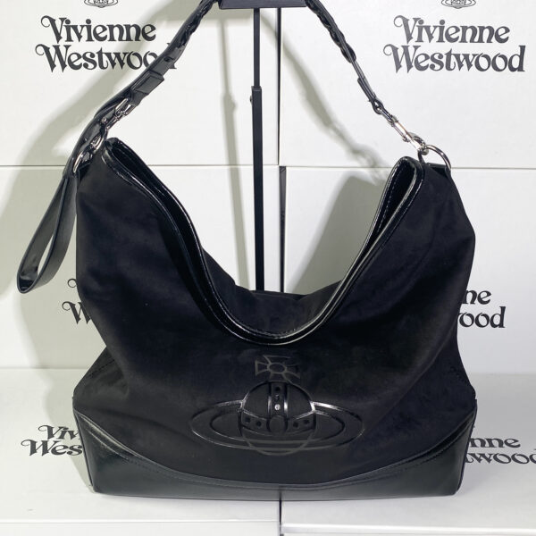Vivienne Westwood Black  Orb Hobo Shoulder Bag